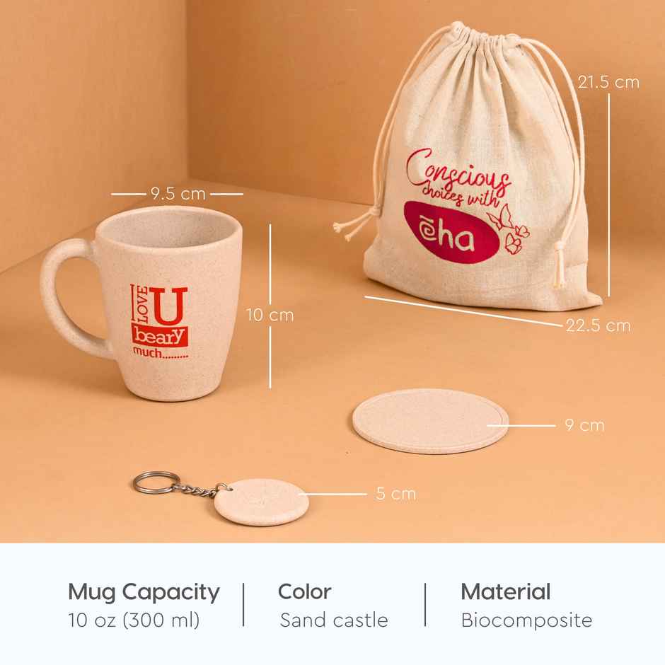 Eha Earth-friendly Valentine Gift | 300 ml Coffee Mug | Rice Husk Biocomposite | Sand Castle