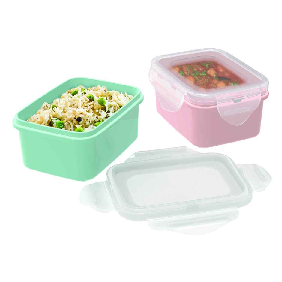 All Time Lock & Safe Storage Container Set Of 2, (500 ml X 2) (Colour May Vary)