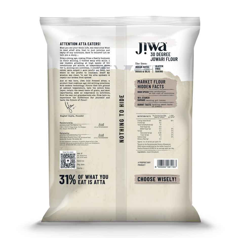 Jiwa 30 Degree Jowari Flour