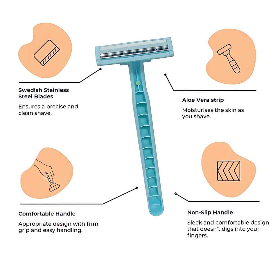 Sanfe Disposable Hair Removal Razor For Women Perfect For Legs Arms & Bikiline2 Blade Shaving Razor