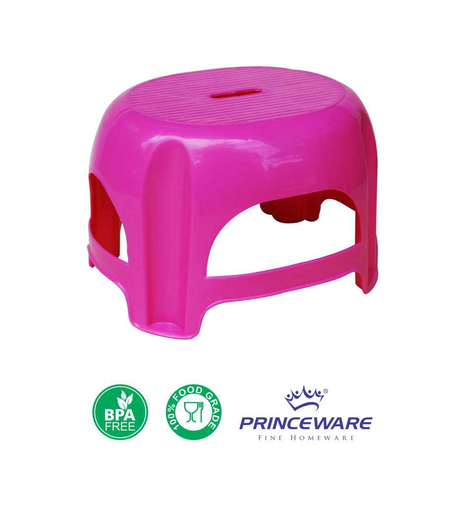 Princeware Bathroom/ Kitchen Stool Small Size | 323 x 280 x 183 Mm- Pink