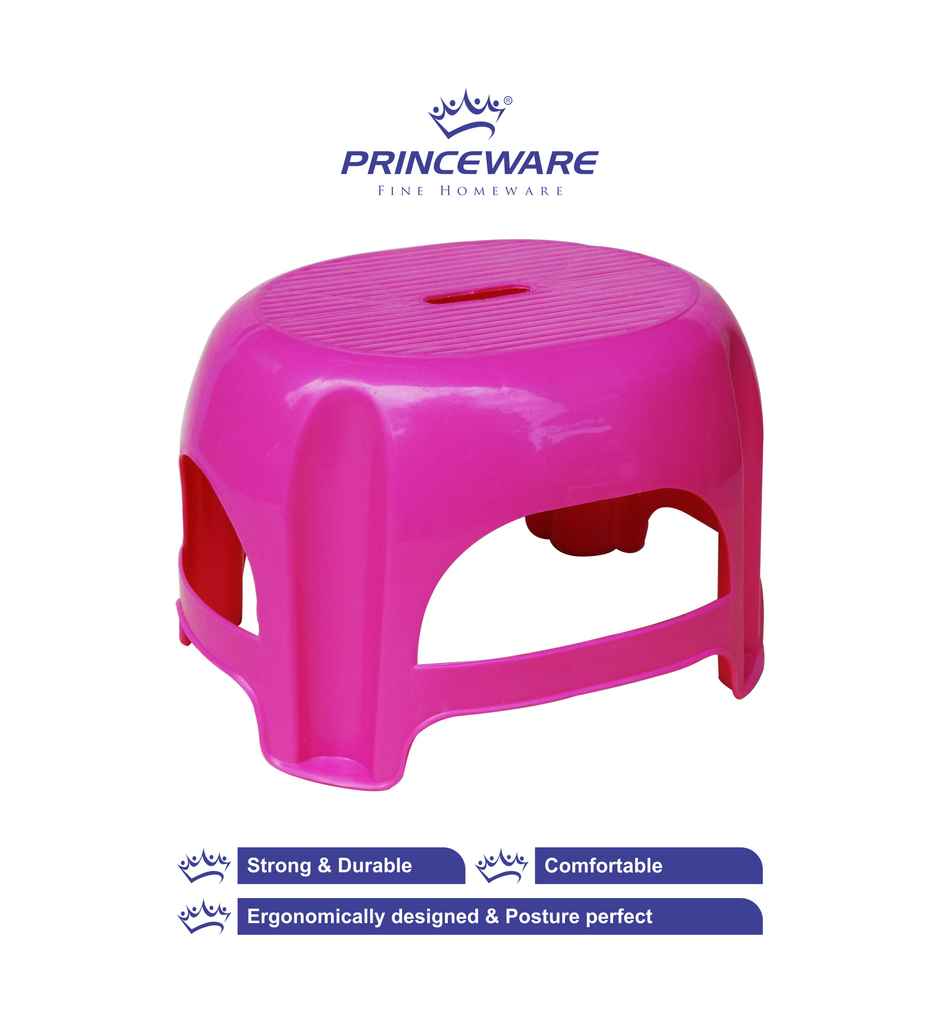 Princeware Bathroom/ Kitchen Stool Small Size | 323 x 280 x 183 Mm- Pink
