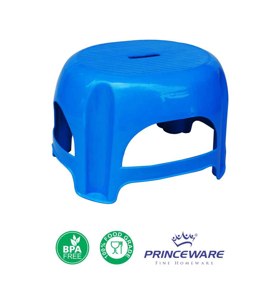 Princeware Bathroom/ Kitchen Stool Small Size | 323 x 280 x 183 Mm- Blue