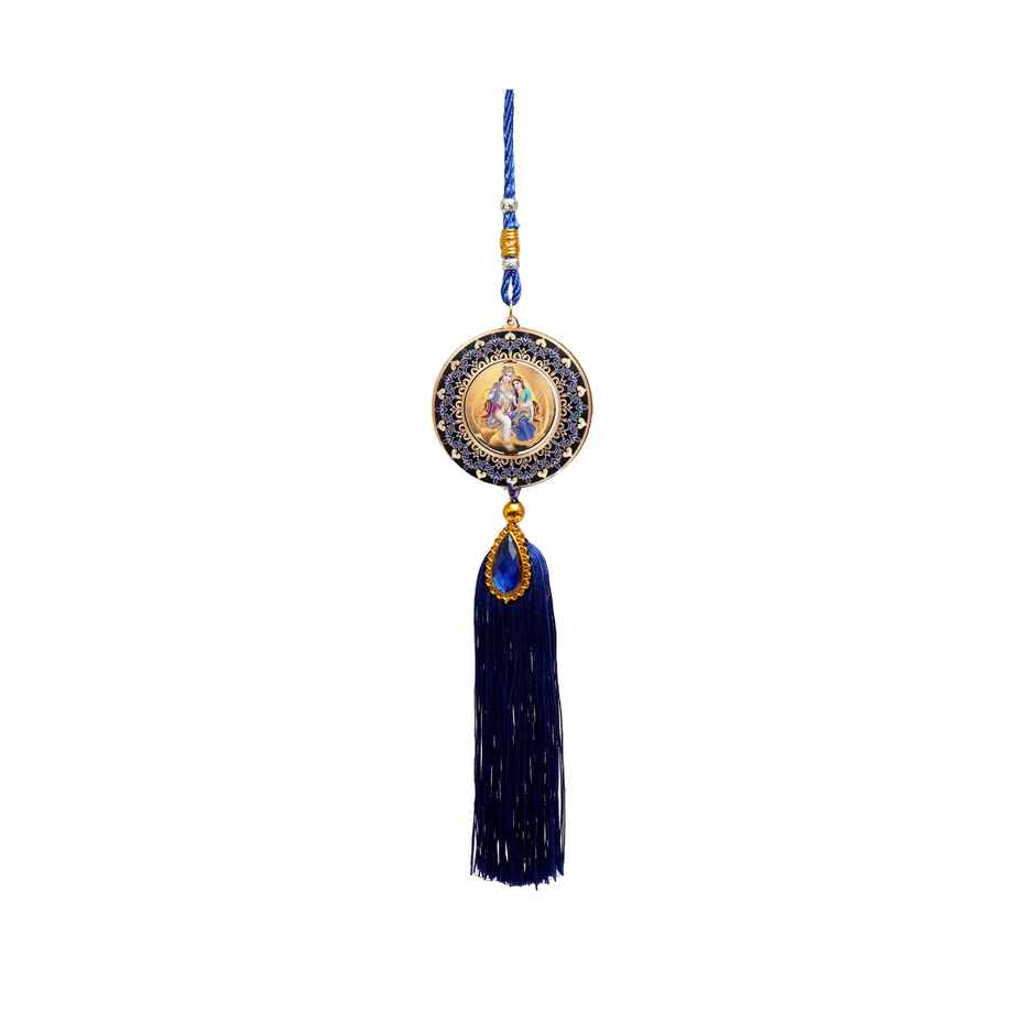 Divine Vibes Round Designer Radha Krishan Car Dashboard Hanging