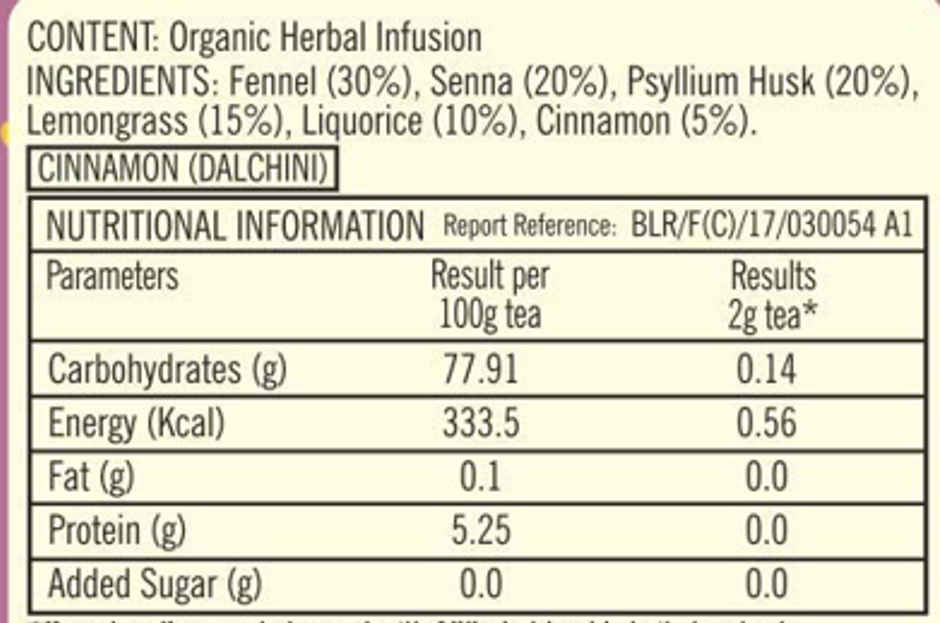 Typhoo Fennel, Senna, and Psyllium Husk Organic Detoxing Slim Herbal Tea