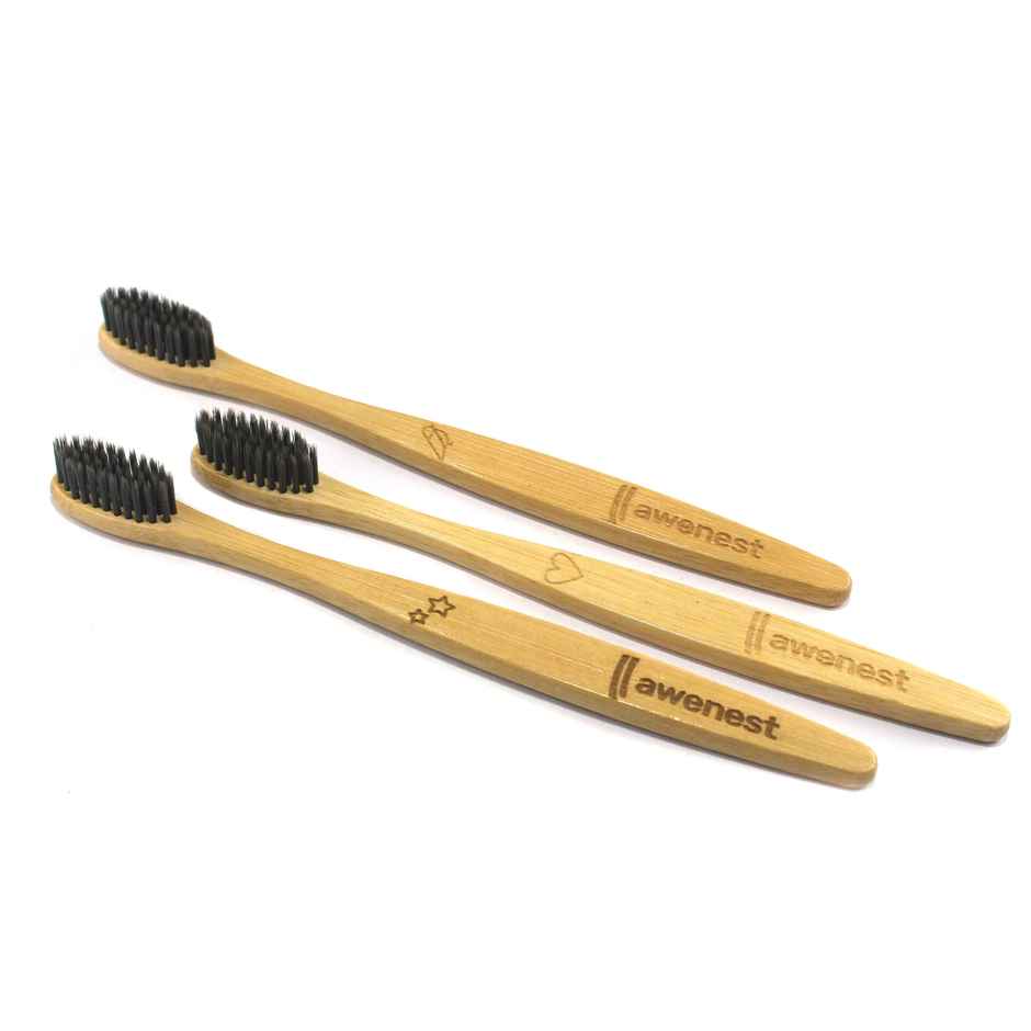 Awenest Bamboo Toothbrush With Charcoal Activated Soft Bristles
