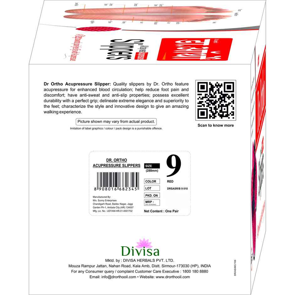 Dr. Ortho Acupressure Slippers | Red - UK 9