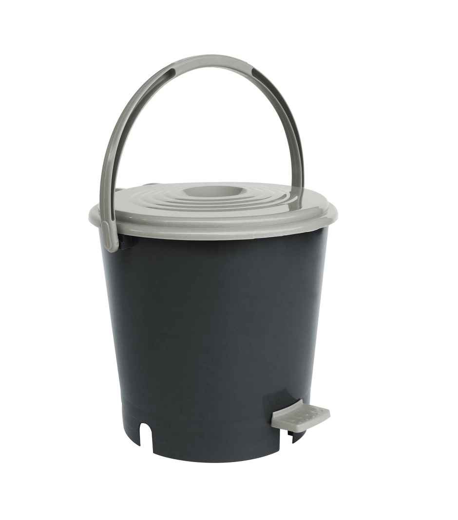 Princeware Garbage Bucket Round Mini Pedal Dustbin Assembled 7 Literr- Grey