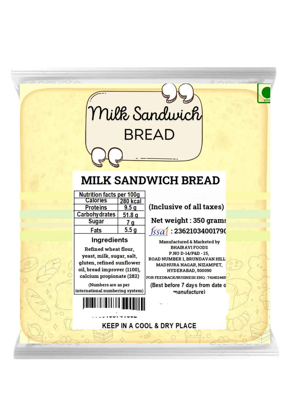 Baked Bliss Premium Milk Sandwich Bread