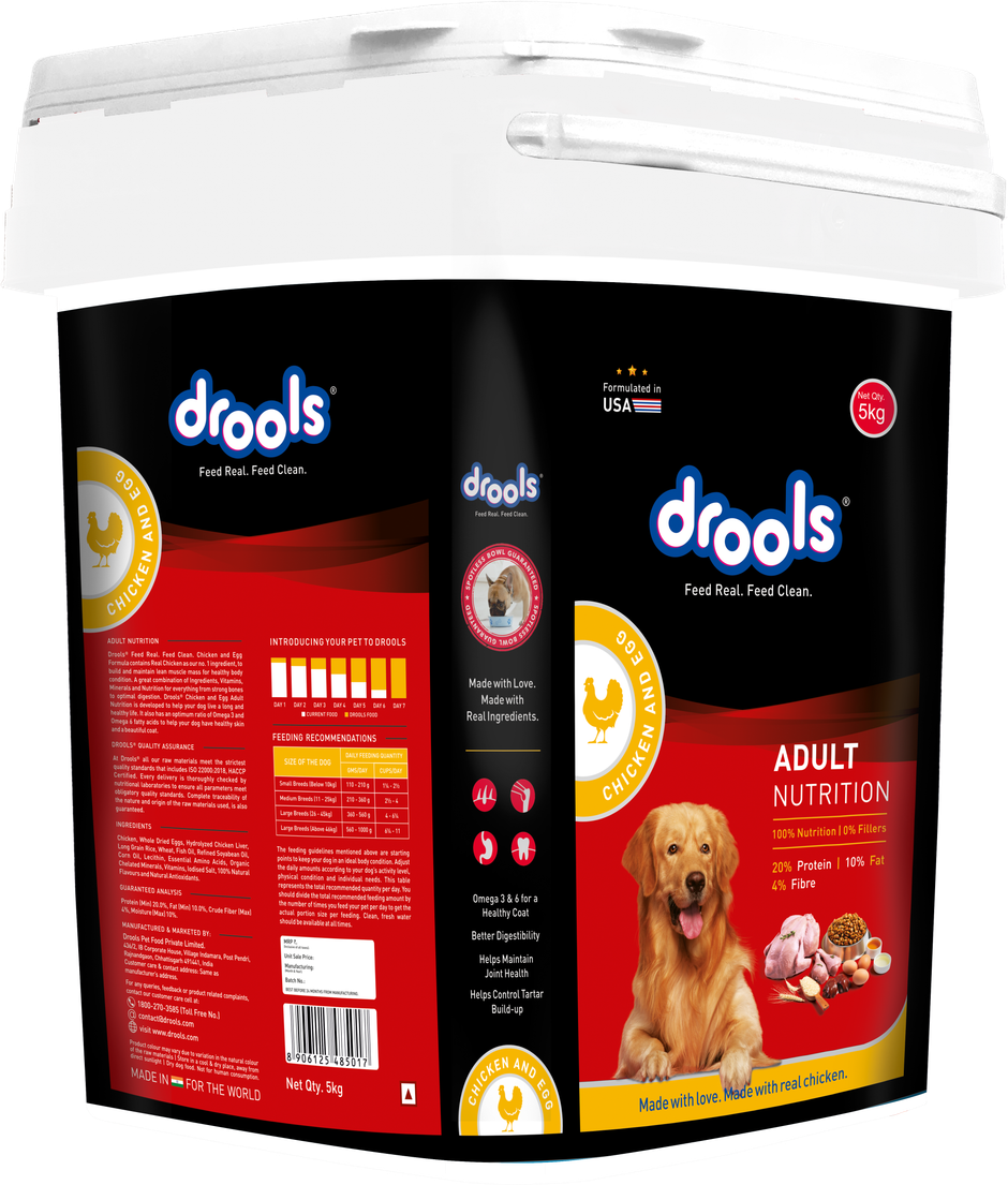 Drools Chicken and Egg Adult Dry Dog Food Inside Container 5kg
