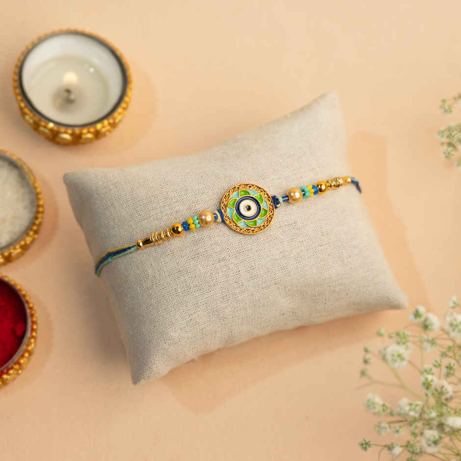 Pastel Colored Evil Eye Rakhi With Roli Chawal | Pack of 1 | Bandhan