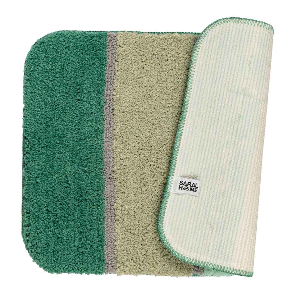 Saral Home TRIS Microfiber Anti-Skid Bath Mats | Green | 35 x 50 cm