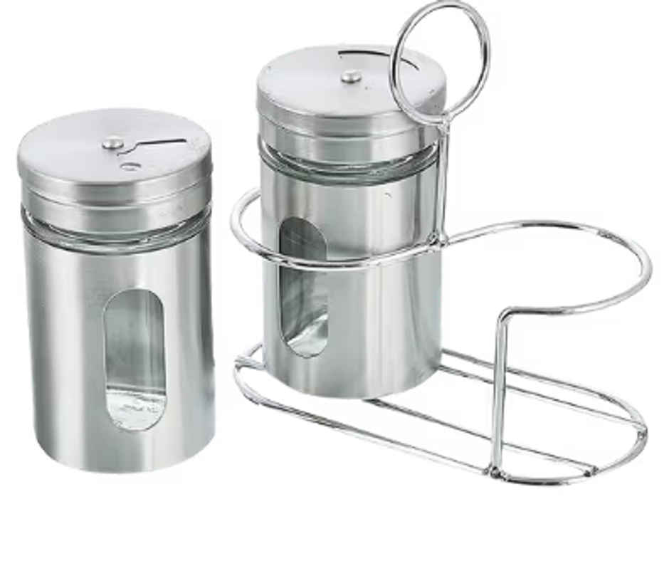 Soham Housewares Glass Spice Jar Set With Rack - 2 pcs