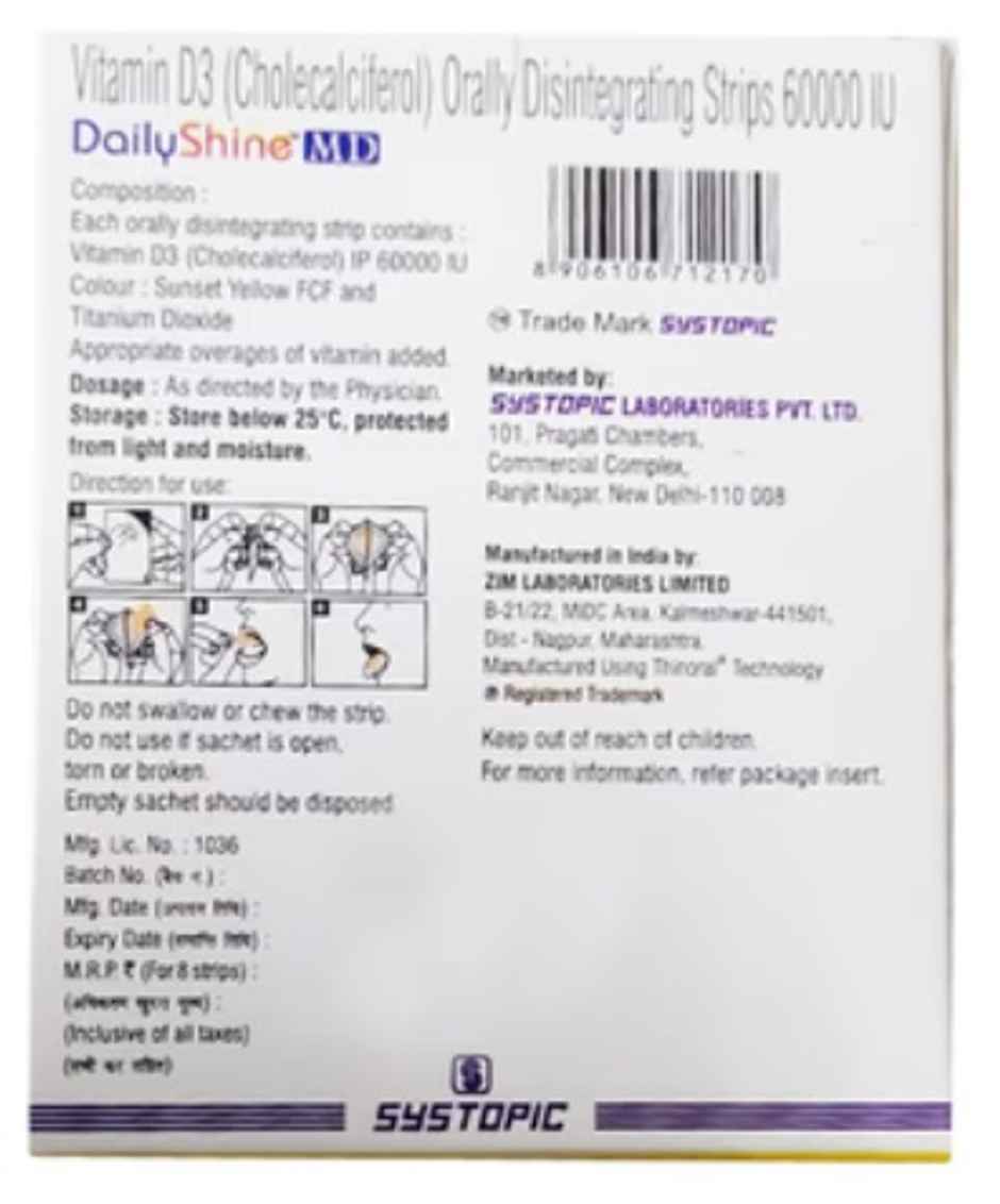 Dailyshine MD Mint Flavour Sugar Free Vitamin D3 Orally Disintegrating Strip