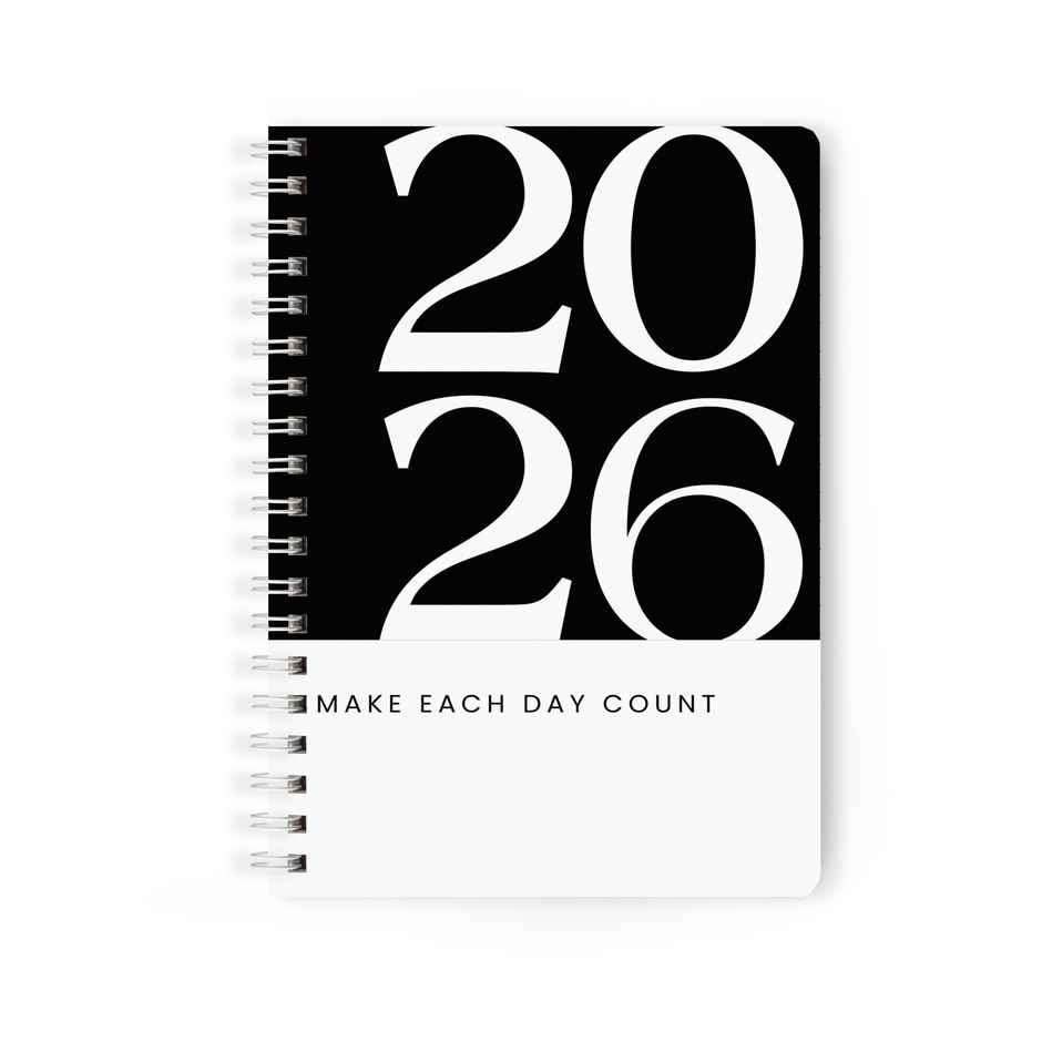 Papboo A5 Hardcover 2026 Diary with Calendar | 80 GSM | Ruled | 188 Pages | Black