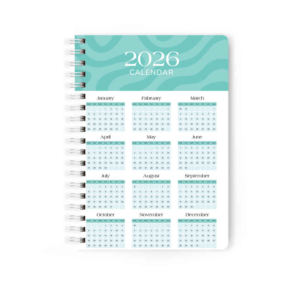 Papboo A5 Hardcover 2026 Diary with Calendar | 80 GSM | Ruled | 188 Pages | Tiffany