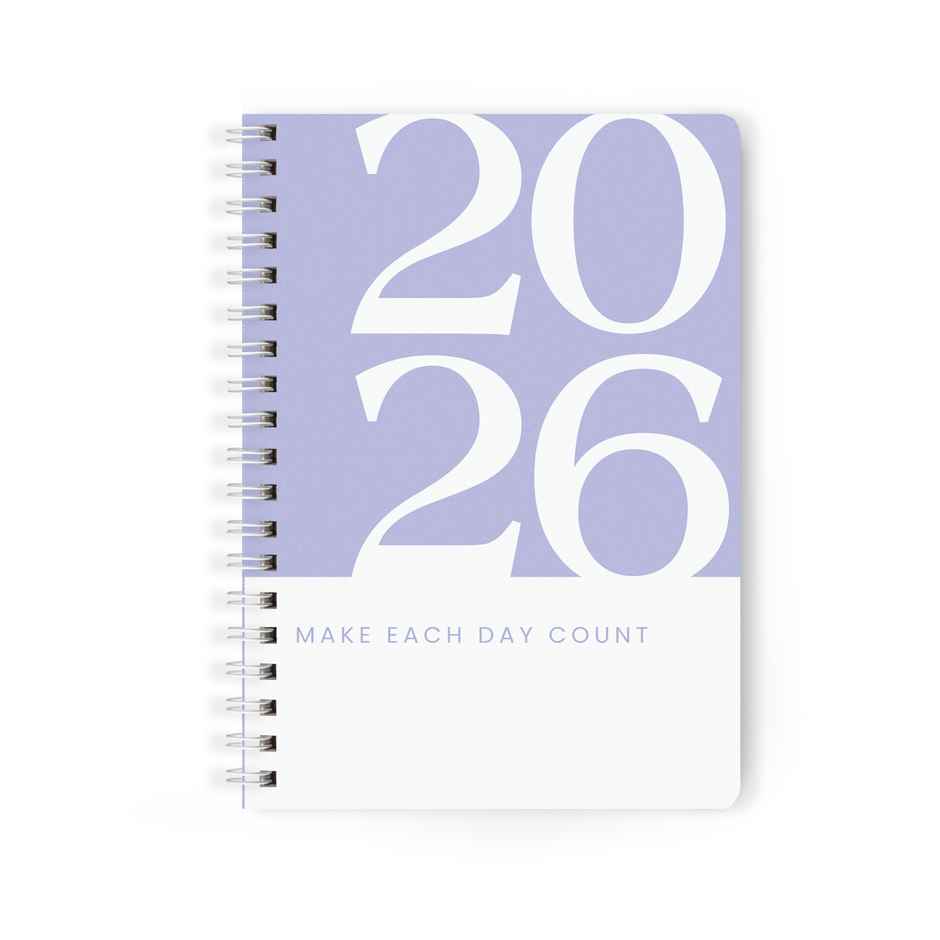 Papboo A5 Hardcover 2026 Diary with Calendar | 80 GSM | Ruled | 188 Pages | Purple