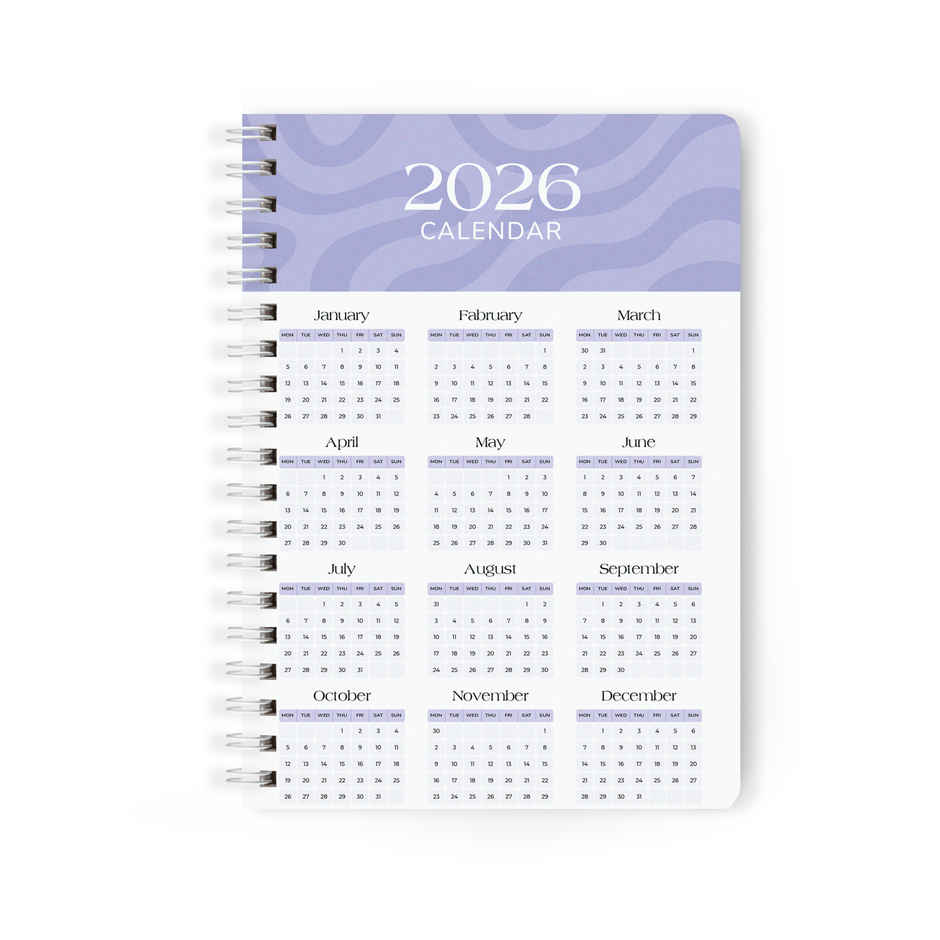 Papboo A5 Hardcover 2026 Diary with Calendar | 80 GSM | Ruled | 188 Pages | Purple