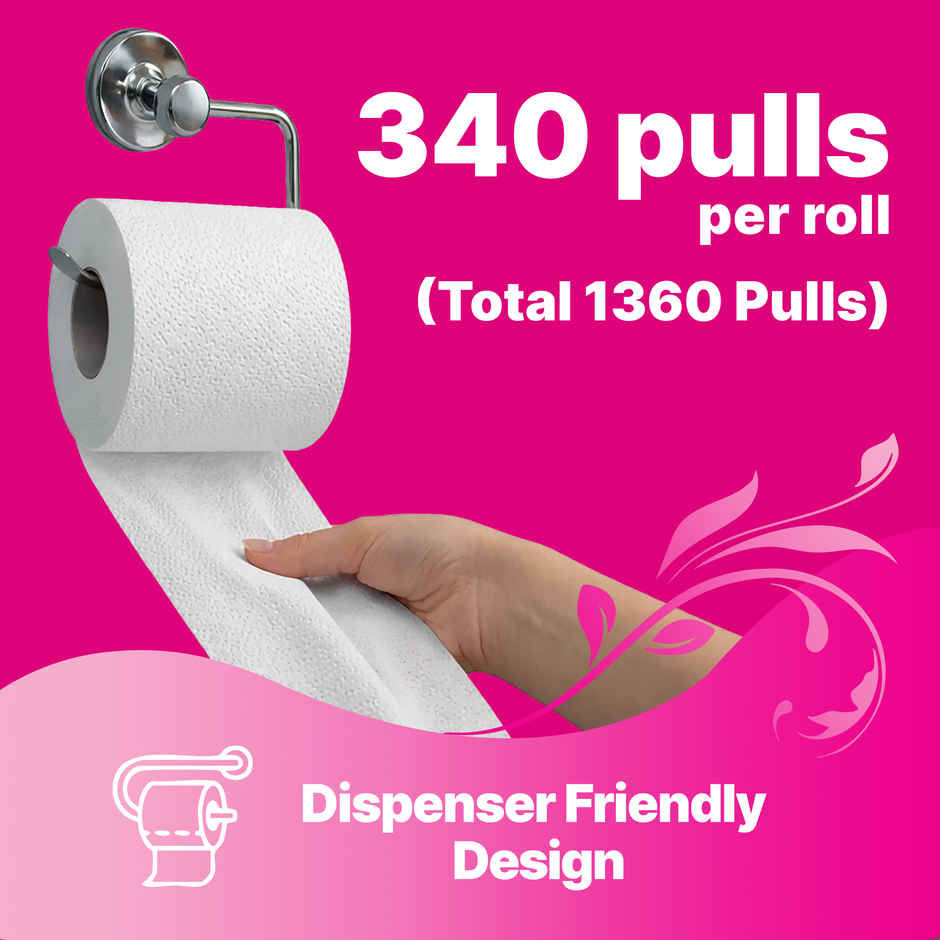 Origami Soft 4 in 1 Toilet Tissue Roll | 3 Ply | 340 Pulls Each | Pack of 4
