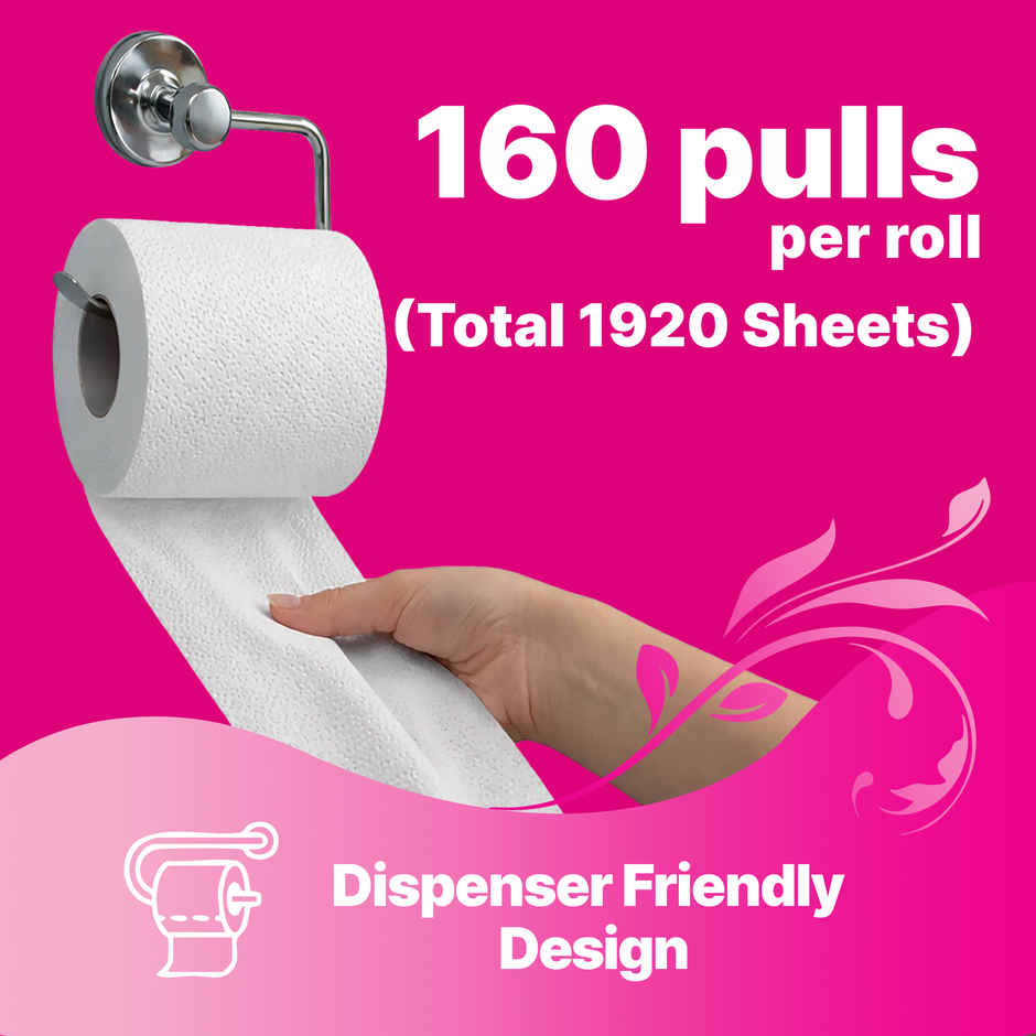Origami 12 in 1 Soft Toilet Tissue Roll | 3 Ply | 160 Pulls Each | Pack of 12