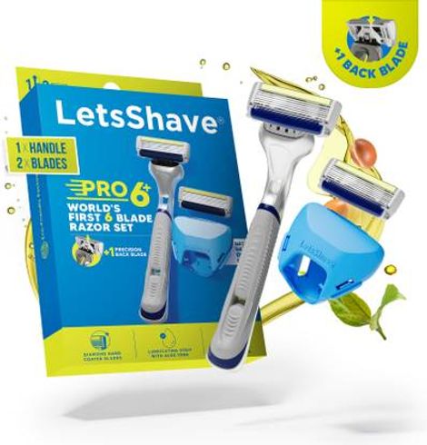 LetsShave Pro 6+ Razor for Men | Worlds First 6 Blade + Precision Back Blade