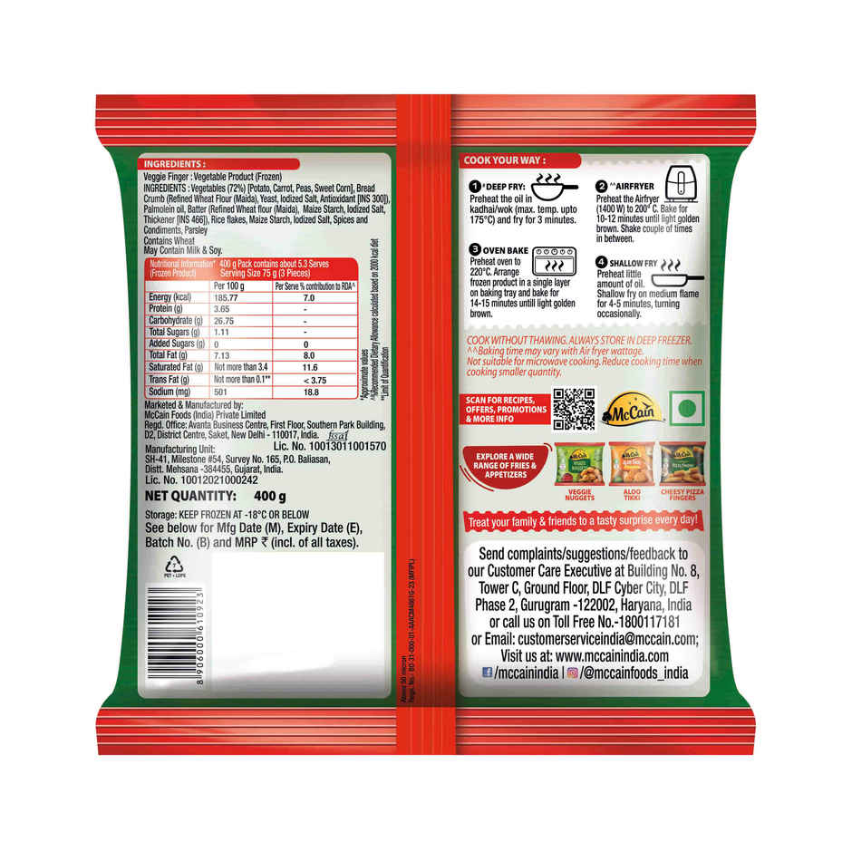 Del Monte Eggless Mayo(500gms) & Mccain Veggie Fingers(400gms) Combo