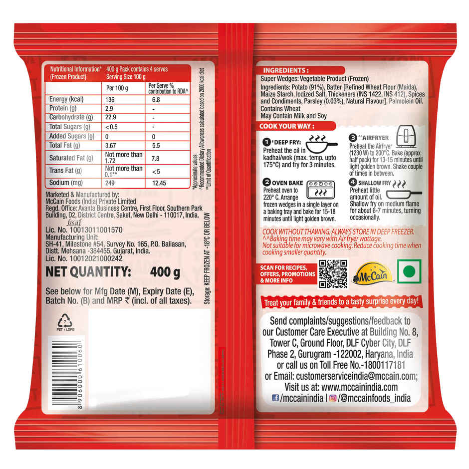 McCain Super Wedges | Frozen Seasoned Potato Wedges