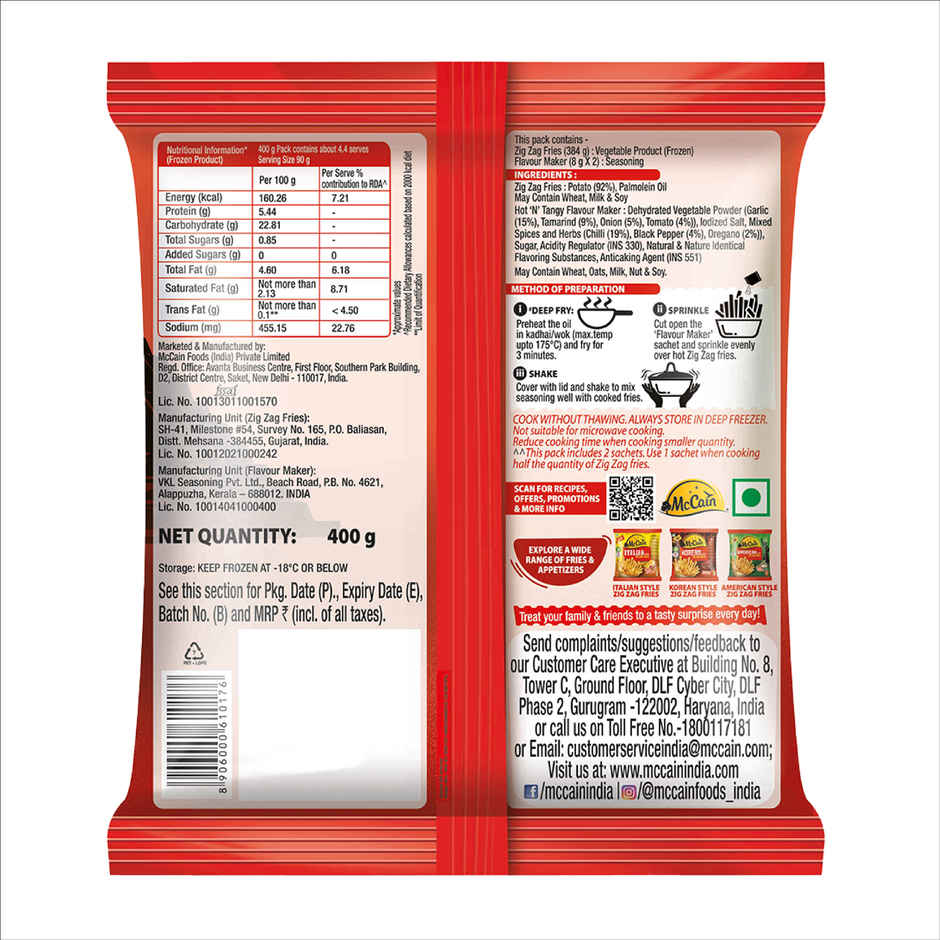 McCain Mexican Hot &Tangy Zig Zag Fries