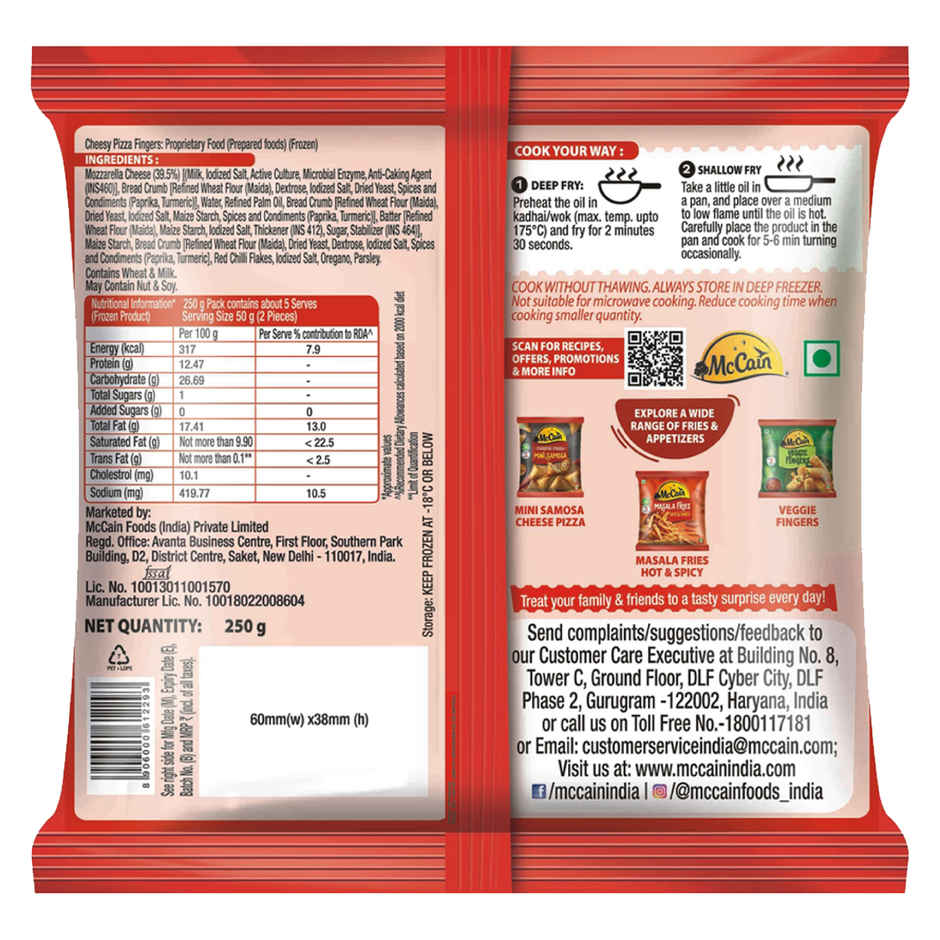 McCain Cheesy Pizza Finger | Ready To Cook Snack