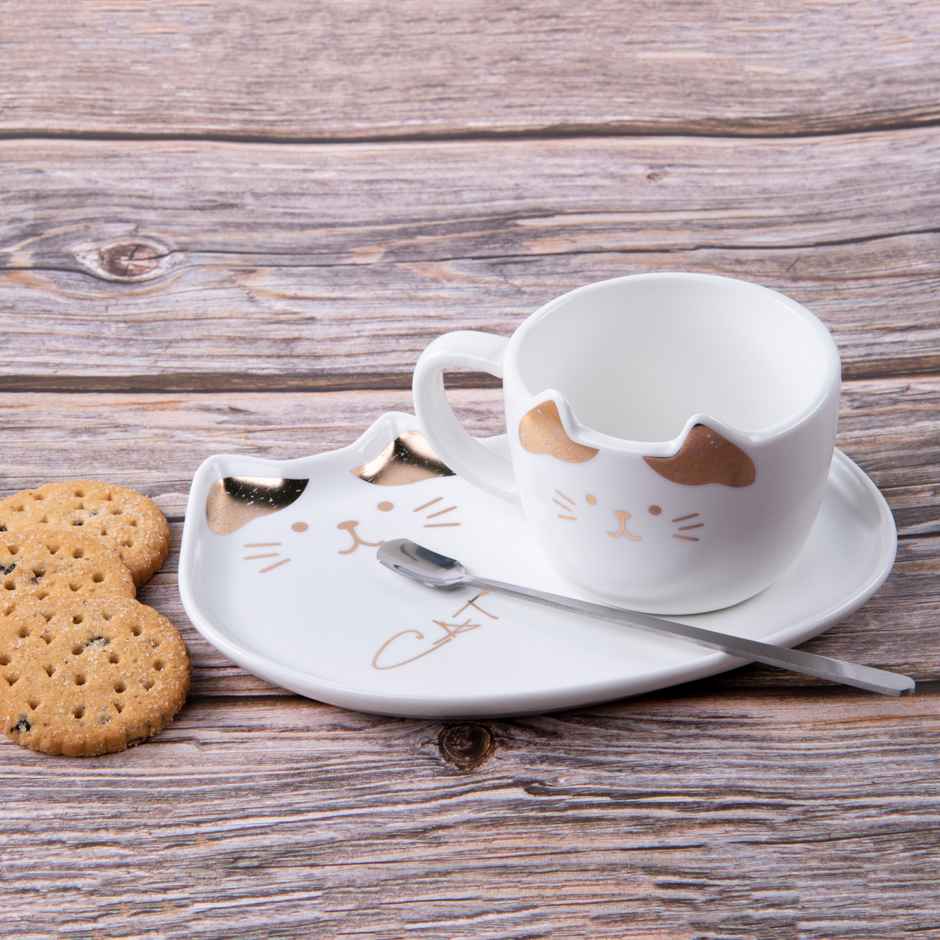 Cat Afternoon Tea Saucers Set | White | Gibox