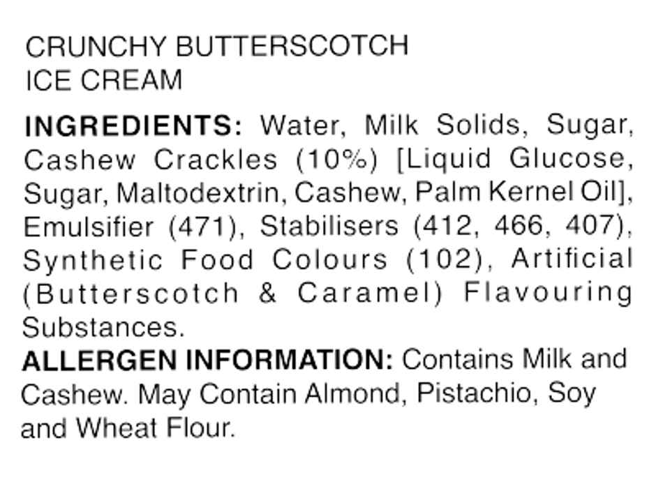 Vadilal Crunchy Butterscotch Ice Cream Tub