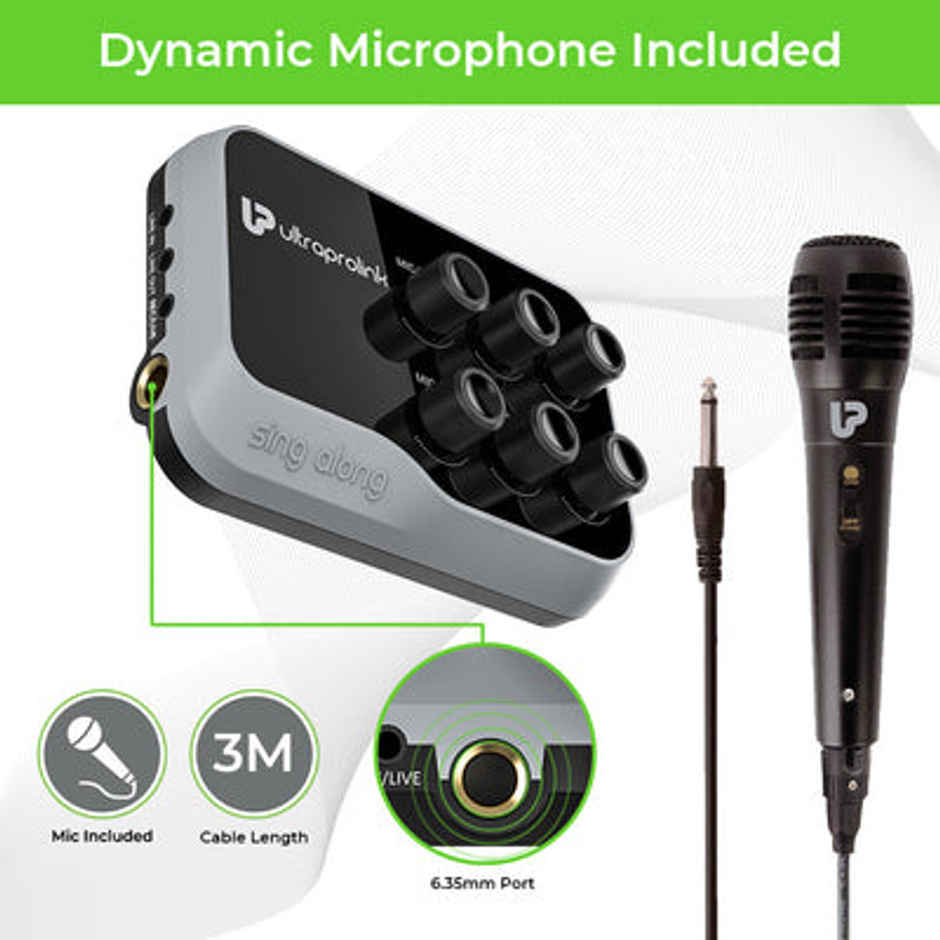 UltraProlink UM1002 SingAlong Portable Universal Wireless Karaoke Mixer with EchoDynamic Microphone
