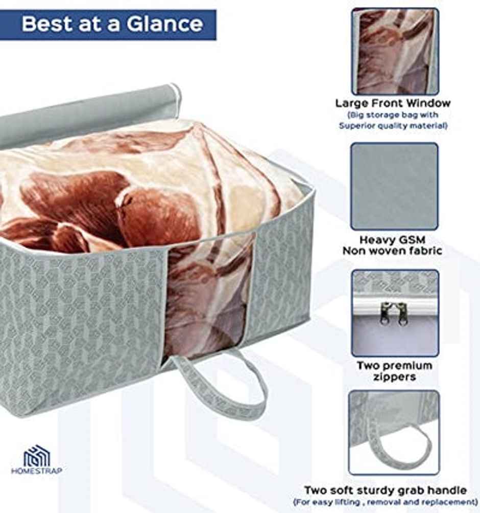 Homestrap Pack Of 2 Non Woven Underbed Storage Organizer