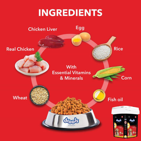 Drools Chicken And Egg Puppy Dry Dog Food Inside Container