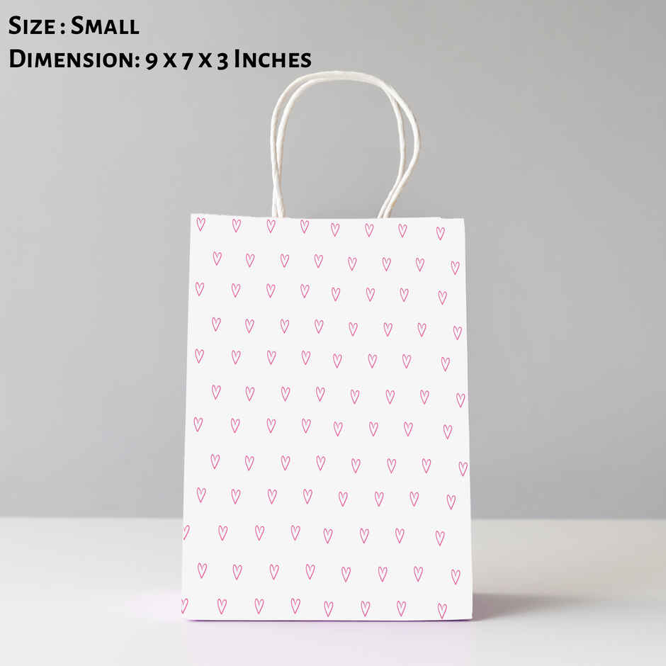 Cute Pinks Hearts Gift Bag | Small | 23 x 18 x 8 cm | Happy Mail