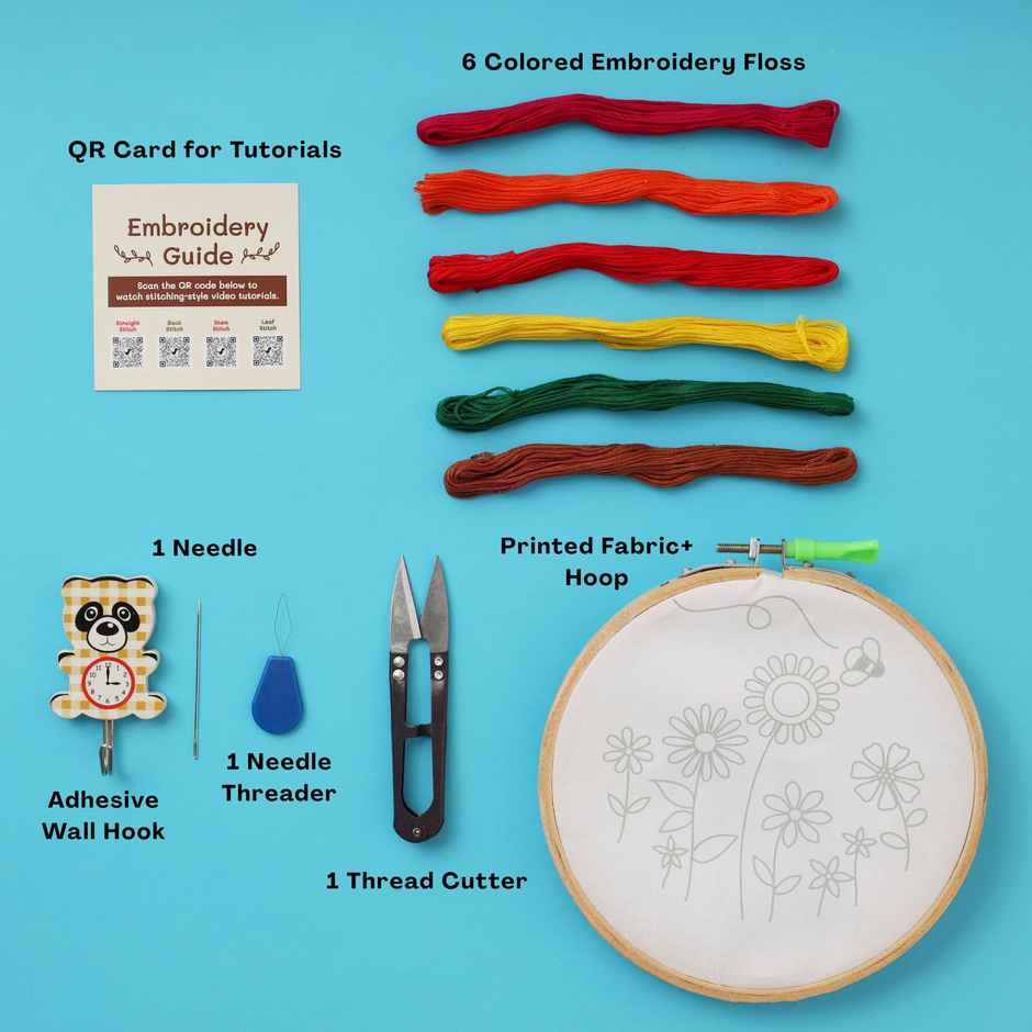 DIY Complete Embroidery Set with Fabric, Thread and Pattern for Hand Stitching | Oye Happy