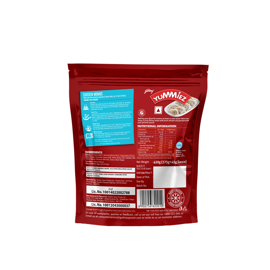Godrej Yummiez Chicken Momos | Frozen Snack