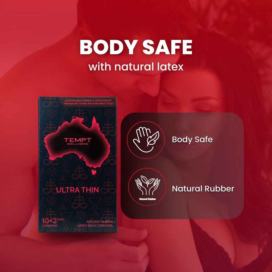 Tempt Wellness Ultra Thin Condoms | Premium Natural Rubber Latex | Extra Sensitivity