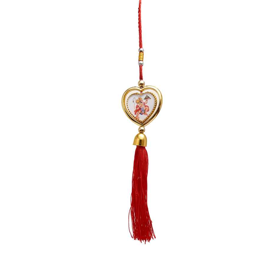 Divine Vibes Heart Shape Rotational Dual Side Hanuman Ji Decorative Car Hanging