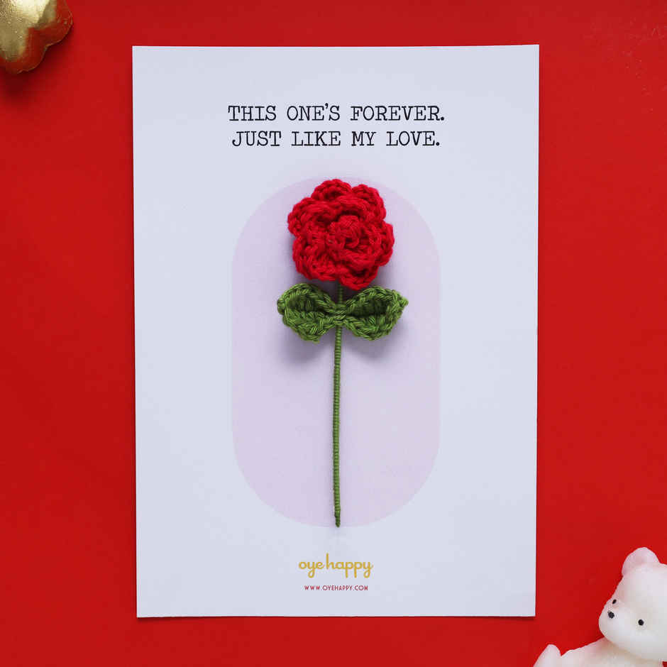 Handmade Crochet Flower Fridge Magnet Greeting Card | Oye Happy