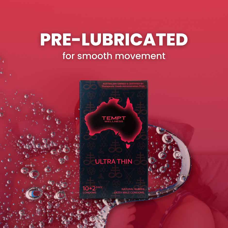 Tempt Wellness Ultra Thin Condoms | Premium Natural Rubber Latex | Extra Sensitivity