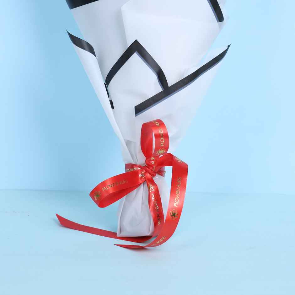 Floweraura Red Roses In White Paper (3pc) & Chocolate Mousse Cake (1pc) Combo