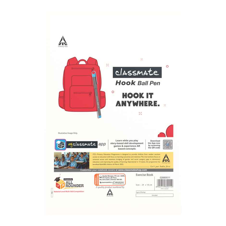 Classmate Origami Unruled Notebook | 168 Pages | 24 x 18 cm | Assorted