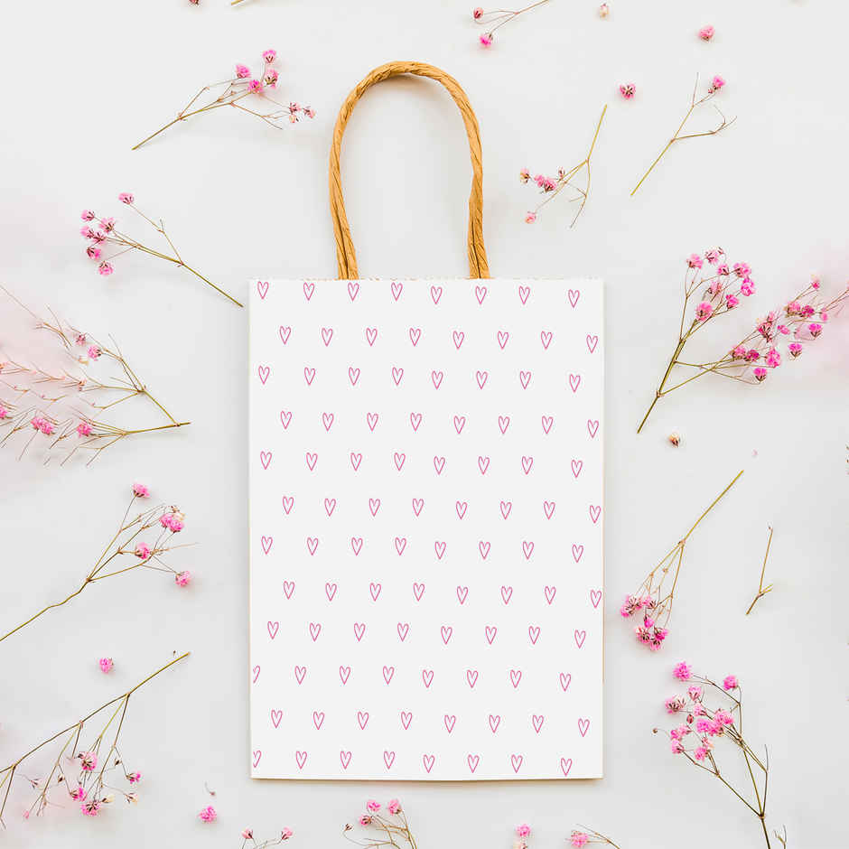 Cute Pinks Hearts Gift Bag | Small | 23 x 18 x 8 cm | Happy Mail