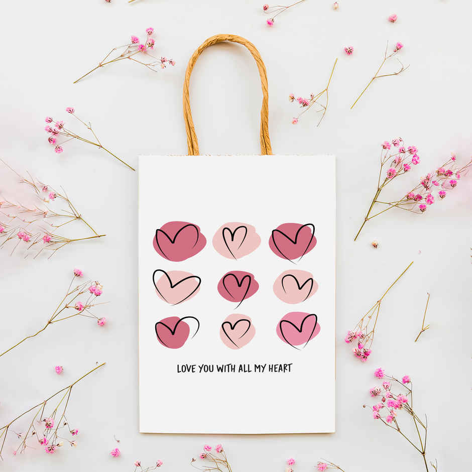 Love You With All My Heart Gift Bag | Medium | 30 x 24 x 10 cm | Happy Mail