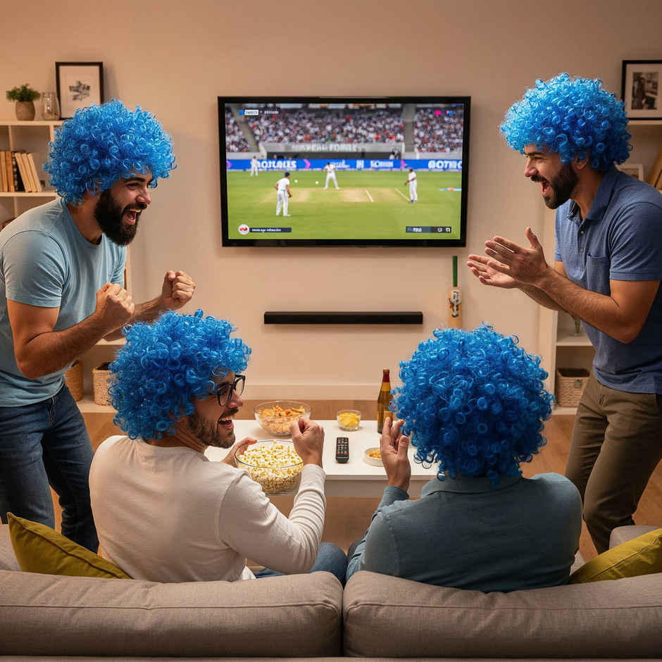 Team India Supporter Wig for Cricket Match Parties | Assorted | Propcon