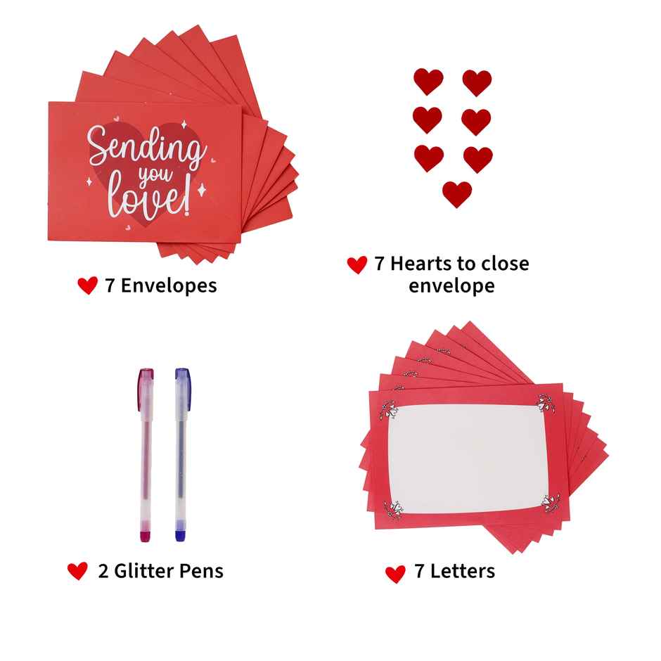 Romantic Letter Writing Kit with Cards, Envelopes & Heart Seals | Oye Happy