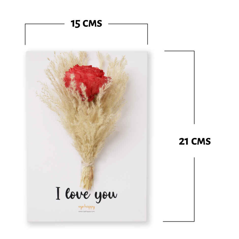 Handmade Flower Bouquet Greeting Card with Dried Flowers | Oye Happy