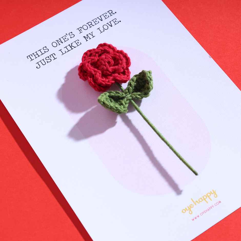 Handmade Crochet Flower Fridge Magnet Greeting Card | Oye Happy