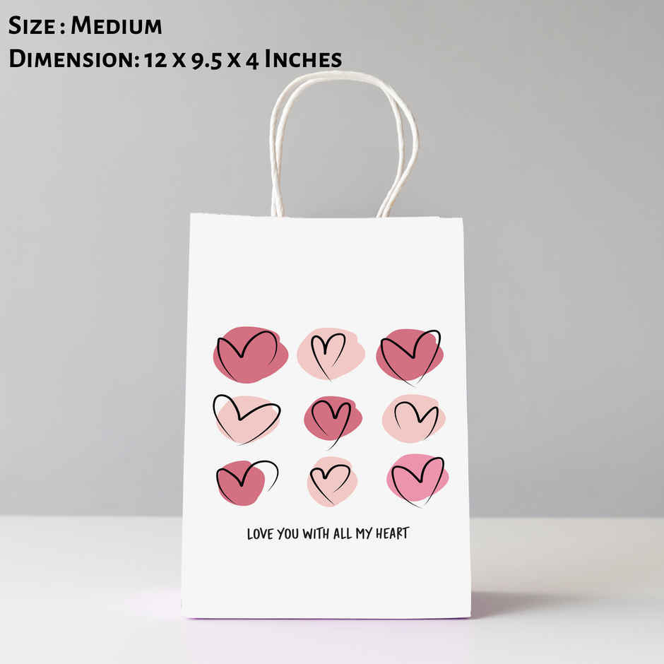 Love You With All My Heart Gift Bag | Medium | 30 x 24 x 10 cm | Happy Mail